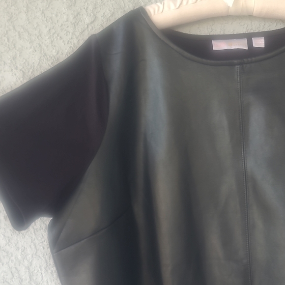 Belle by Kim Gravel Black Faux Leather Blouse - Picture 3 of 11